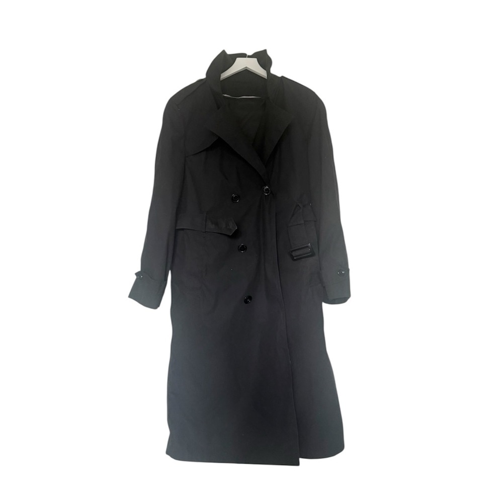Garrison Collection All Weather Men's Coat Black Trench Long Coat Size 38L